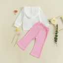 Toddler Girl Fall Outfits Flower Long Sleeve Sweatshirt Hoodies+Elastic Waist Flare Long Pants 2Pcs Clothes Set
