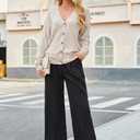 Arach&Cloz Womens Wool Blend Lightweight Spring Business Casual Cardigan Sweaters (L)