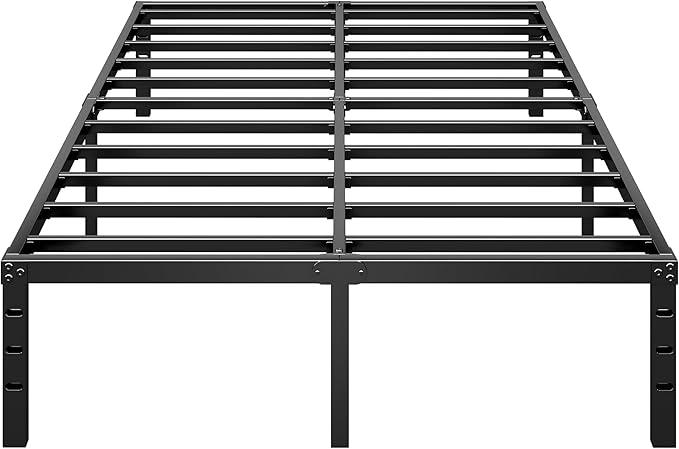 Metal Platform Bed Frame 14 Inch Tall, No Box Spring Needed, King Size Bed with Heavy Duty Strong Support Slats, Easy to Assemble, Black