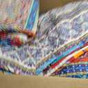 3 Pieces Colorful Bohemian Quilt Set California King Size, Boho Striped Pink n Teal Printed Bedding Bedspread Coverlet Set for Summer, Soft Lightweight Microfiber Quilt with 2 Shams (102x114 inces)
