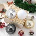 Soaoo 4 Pcs 4 Inch Large Neutral Glass Christmas Ball Ornament Metallic Textured Christmas Tree Decoration Beaded Glass Ball Ornaments Xmas Hanging Decor for Home Fireplace Mantel Wall Party Decor