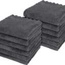 Orighty Ultra Soft Washcloths 12 Pack, Premium Microfiber Towel Sets 12 x 12 inches, Absorbent and Quick Drying Coral Velvet Washcloth, Multi-Purpose Wash Cloths for Bathroom, Hotel, and Gym (Grey)
