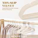 HOUSE DAY Velvet Hangers with Tie Bar 20 Pack Ivory, Clothes Hanger Non-Slip, Space Saving Felt Hangers for Pants, Coat, Suits, Shirt, Scarf, No Hanger Marks