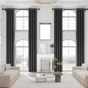 Extra Long Grommet Blackout Curtain, Room Darkening High Ceiling Window Curtains for Loft and Living Room (1 Panel, Black, 52"x204")
