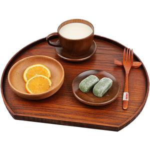 Wooden Serving Tray Half Moon Shaped Food Bread Platter Decorative Counter Tray for Serving Coffee Tea Cheese Dessert Vegetable Fruit (Medium)