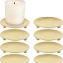 CYEAH 8 Pcs Gold Decorative Iron Plate Candle Holder, 4 in Candle Stand Candle Plate, Small Candle Tray, Iron Candle Holder Plate Metal Candle Stand for Coffee Table Decor, Wedding, Party, Home Decor