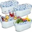 4PCS 4 Gallon Galvanized Tub, Beverage Tub, Ice Buckets for Parties With Carry Handles, Drink Buckets for Parties, Beverage Tubs for Parties, Mimosa Bar Supplies