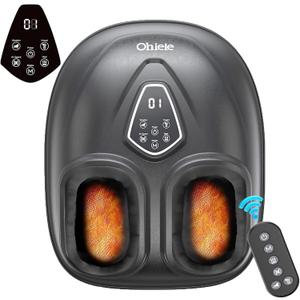 Foot Massager with Heat, Shiatsu Foot Massager with Remote, Electric Feet Massage Machine for Neuropathy,Plantar Fasciitis, Circulation, FSA Eligible HSA Store Eligible Massager (Black,Corded)