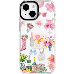 for iPhone 14 Plus Case, Floral Celebration Collage with You Got This, Military-Grade Drop Protection, Party Soft Slim TPU Protective Cover with Camera Protection for Women & Girls (ItalianBeach)