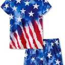 Tebbis Tween Girls Pajamas Trendy Tie Dye Spiral 2-Piece Shirt & Shorts PJ Set Jammies Size 10