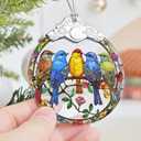 Five Little Birds 2025 Christmas Tree Ornaments - Stained Glass, Holiday & Christmas Tree Decor, Gift Idea & Exchange