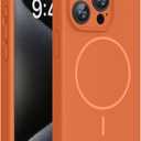 Miracase Magnetic for iPhone 15 Pro Case, [Soft Anti-Scratch Microfiber Lining], Compatible with MagSafe, Liquid Silicone Shockproof Drop Protection Phone Case for 15 Pro, Orange
