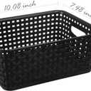 Black Plastic Woven Storage Baskets, 6-Pack Weave Basket Organizer for Kitchen Office Bathroom