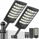 Solar Street Lights Outdoor Waterproof, 20000LM 6500K Motion Sensor LED Flood Lights, Dusk to Dawn Solar Lights with Remote, SolarPowered Parking Lot Light, Commercial Area Lighting for Outside 2Pack