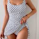 Eomenie Women's One Piece Swimdress Swimsuit with Drawstring Tummy Control Bathing Suits Push Up Swim Dresses with Bottom (White), XL