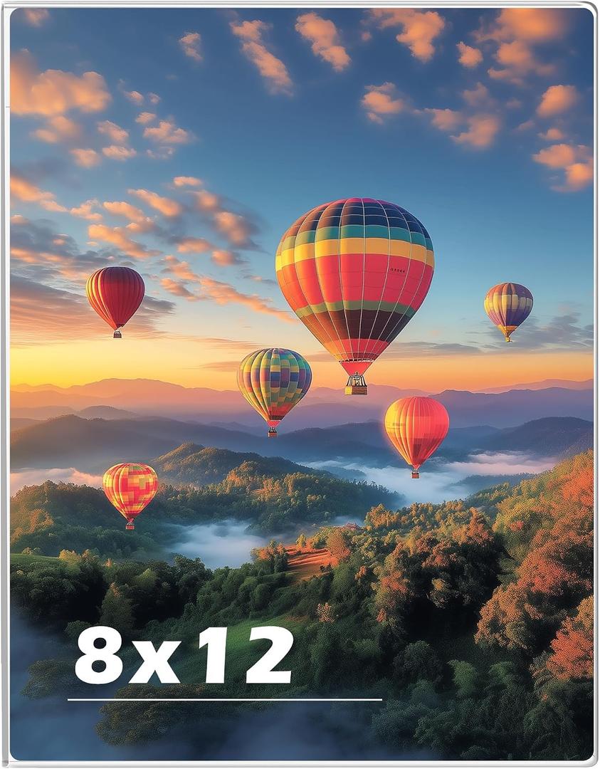 8 x 12 Acrylic Picture Frame, Horizontal/Vertical Clear Photo Frame for Wall with Tape, No Drilling Floating Hanging Frameless Picture Frame, Wall Mount Sign Holder 8x12 for Home, School, Office