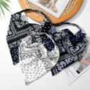 AWAYTR Elastic Hair Scarf Headband 3 PCS Head Scarves with Hair Clips Kerchief Headband for Women (Cashew(Black/Navy/White))