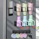 Magnetic Cup Holder for Fridge, 4-Piece Set Water Bottle Organizer for Stanley 20/30/40 oz with Straw and Tumbler Lid Organizer,Kitchen Pantry Organizers,Super Magnetic Cup Holder for Stanley (Black)