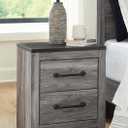 Signature Design by Ashley Bronyan Rustic 2 Drawer Nightstand, 2-Tone Look, Light Gray and Dark Gray, Large Scale Handles, Fully Finished Drawer Interiors, 24.72" Tall, Gray, 21.69" W X 15.59" D X 24.72" H