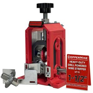 CopperMine CT-302 Manual Copper Wire Stripping Machine  Heavy Duty Copper Wire Stripper 18 AWG to 1-1/2" Cable  Drill Powered or Hand Crank  Industrial Cable Stripper for Solid & Stranded Wire