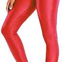 Sghenr Women's High Waisted Yoga Pants Tummy Control Shiny Sports Tights Workout Leggings XL