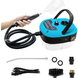 Handheld Steam Cleaner, 2500W Pressurized Steam Cleaner with 3 Brush Heads, Portable Steam Cleaner for Home, Car, Furniture, Kitchen, Bathroom and Wall, Blue