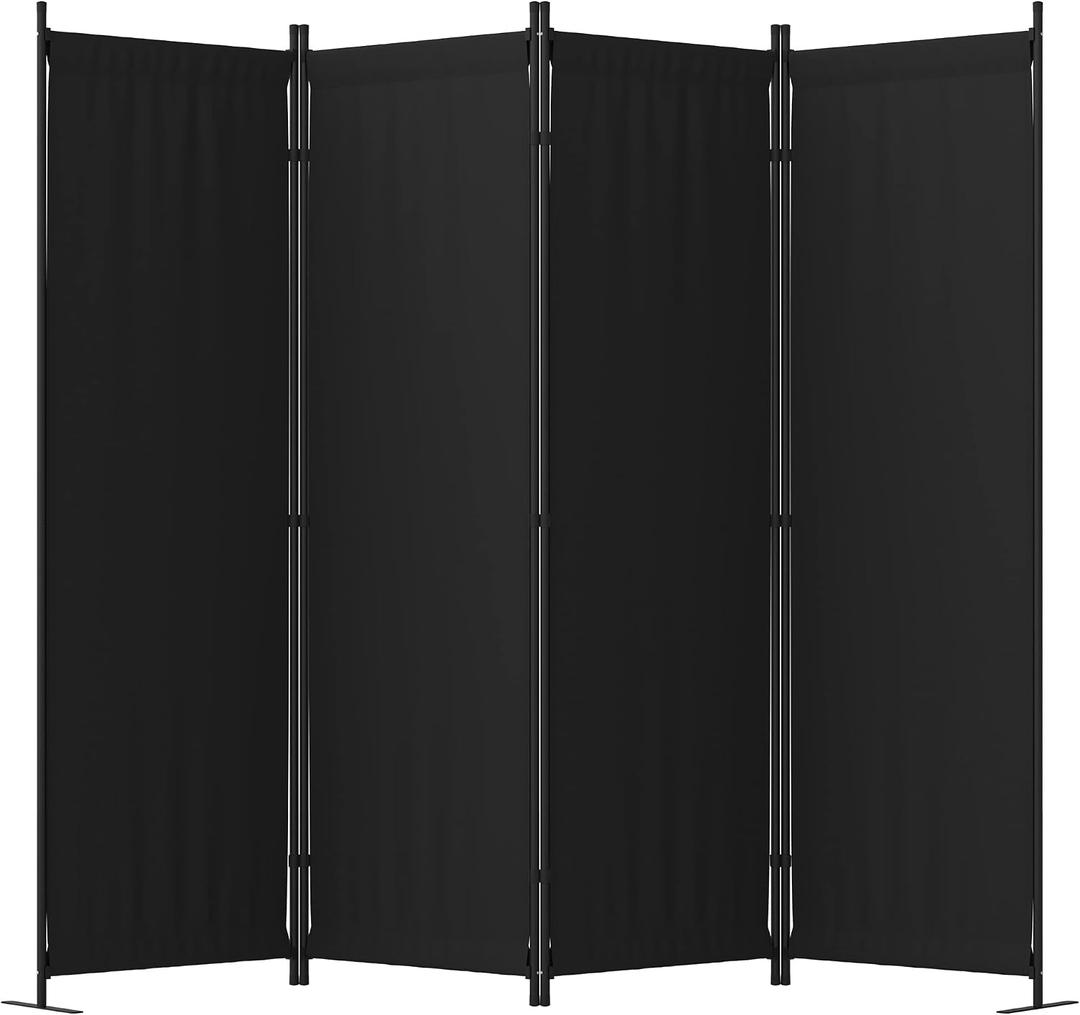 Room Divider, 4 Panel Folding Privacy Screen, 88 Portable Separating with 3 Metal Feet, Partition Room Dividers, Lightweight Freestanding Wall Divider Screen for Office Bedroom Hospital(Black)