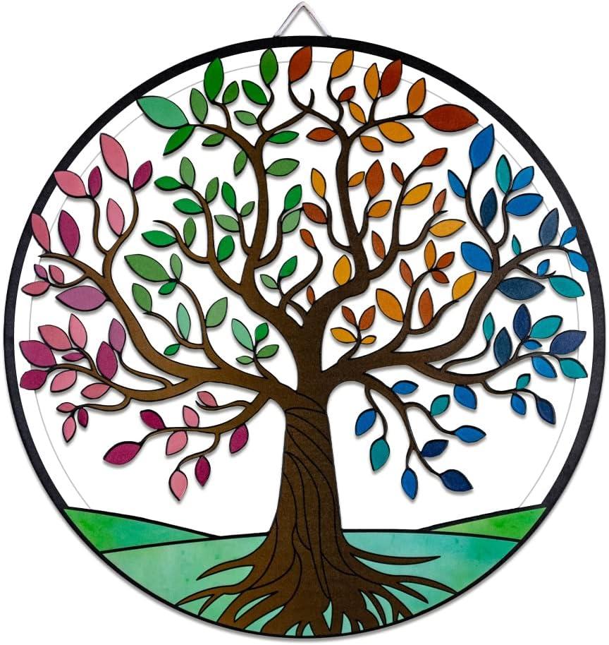 SAC SMARTEN ARTS Family Tree Wall Decor Tree of Life Wall Art 11.5" Metal Tree Wall Art Outdoor Wall Decor