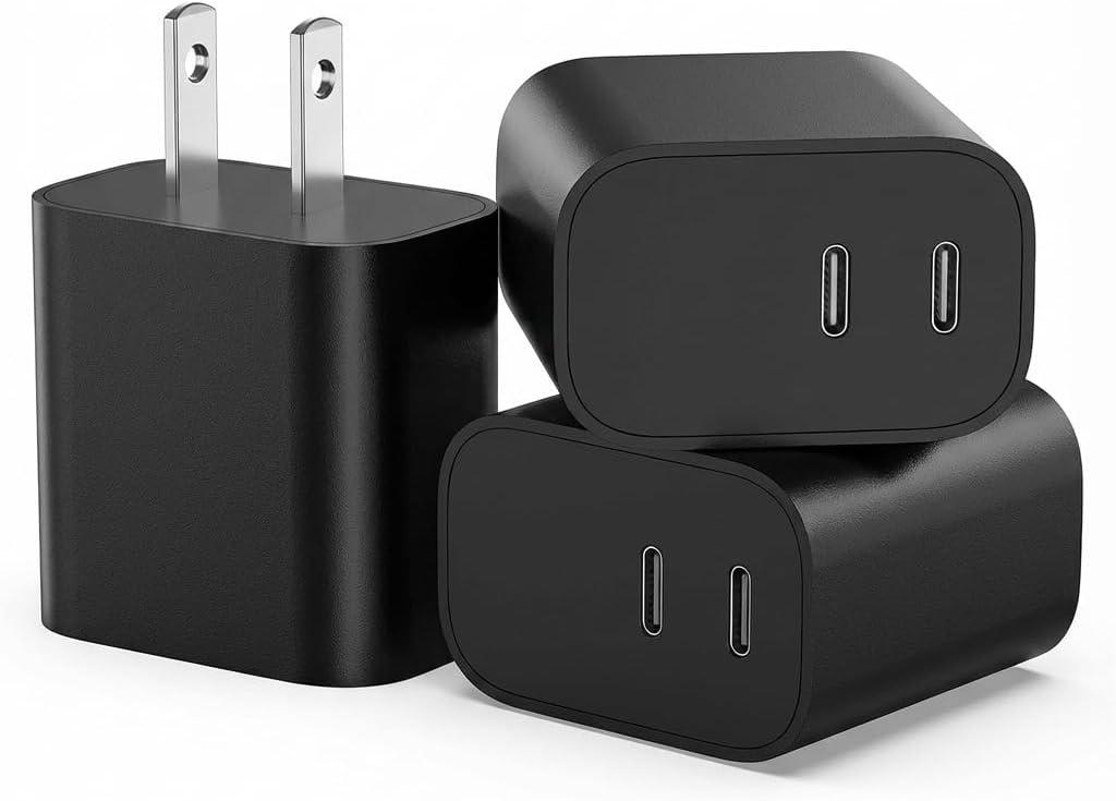 USB C Charger,Dual Port USB C Fast Charging BlockType C Wall Charger Plug for iPhone 15/14/13/12/11/ Pro Max/Plus/Xs Max/XR/X,iPad Pro/Samsung Galaxy(20W)