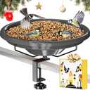 iBorn Bird Bath,Deck Mounted Bird Baths 12inch,Birdbath for Outside with Clamp 3.2inch,BPA-Free Bowl,Chew-Proof,Fully Detachable Design,Easy Clean & Refill,Gray,1 PackNot Include Fountain