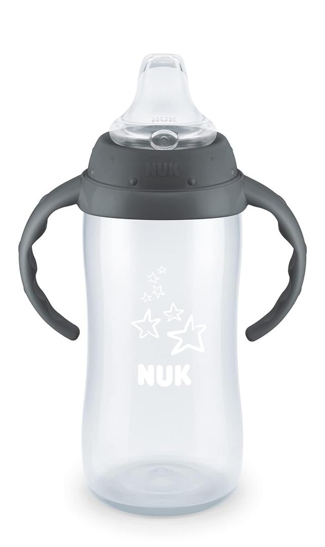 NUK Learner Cup, 10 Ounce, Tritan Gray Star  BPA Free, Spill Proof Sippy Cup