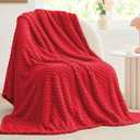 BEDELITE Fleece Throw Blanket for Couch & Bed - 3D Jacquard Decorative Red Blanket, Super Soft and Cozy Warm Fuzzy Blanket All Seasons Suitable, 50x60Inches