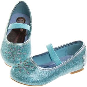 Disney Girls Mary Jane Flats - Kids Character Princess Dress up Slip-on Shoes (Toddler/Little Kid) (Blue)
