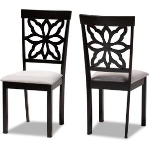 Baxton Studio Samwell Modern and Contemporary Grey Fabric Upholstered and Dark Brown Finished Wood 2-Piece Dining Chair Set