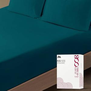 Mayfair Linen Luxury 100% Egyptian Cotton Full Fitted Sheet Only - Premium 800 TC Hotel Quality Deep Pocket Cotton Fitted Sheet, Soft, Sateen Weave Bottom Sheet, Fits Mattress up to 18 in - Teal Size Full