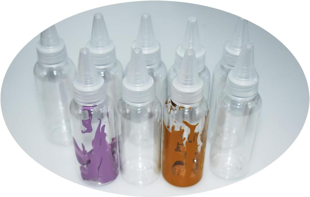 Small Squeeze Bottles 2oz, 8Pcs Mixed Liquids Squeeze Bottles Small Squirt Bottle Plastic for Paint Liners Art and Crafts with Screw-on Cap Travel Mini