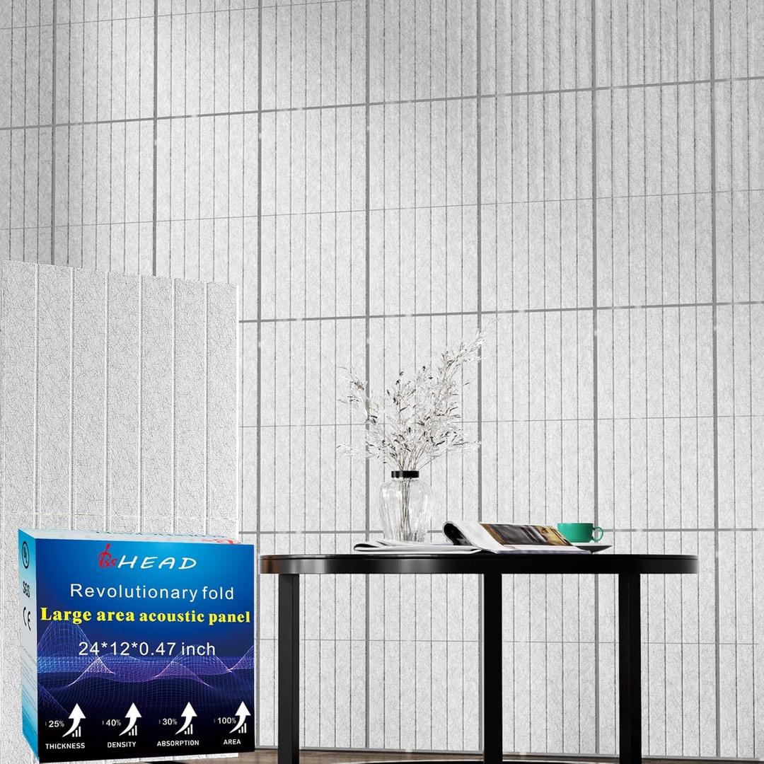 16 Pack Large Fold Soundproof Wall Panels,12 x 12 x 0.47 in Sound Proof Foam Panels for Walls, 1.2lb/ft High Density, Thicker 0.47in, Acoustic Panels, Sound Dampening Panels Gray