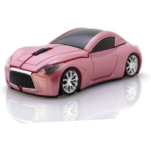 Computer Wireless Mouse Car Shape Optical Mice USB 2.4Ghz for PC Laptop (Pink)