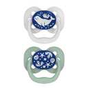 Dr. Brown's Advantage Glow-in-the-Dark Baby Pacifier, Fully Symmetrical Soother with Soft Silicone Bulb, Blue Ocean, 0-6m, BPA Free, 2 Pack (2 Pack, Glow-in-the-Dark Blue Ocean)