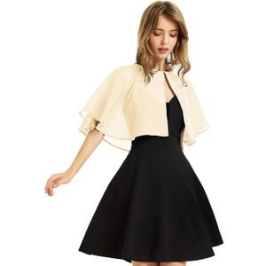 Women's Soft Chiffon Shawl Wraps Shrug for Evening Dress Wedding Cape Bolero Flapper Cover Up (Champagne)