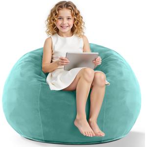 HABUTWAY 2FT Bean Bag Chair, 2' Beanbags Small Bean Bag Chairs with Filling, Teardrop Bean Bag Chair Luxurious Velvet Ultra Soft Fur with Removable Cover (Aqua Ombre)