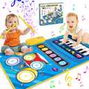 Baby Toys for 1 Year Old Boy Girl, 2 in 1 Musical Piano & Drum Mat for Toddlers 1-3, Early Education Baby Piano Mat Learning Floor Toy 12-18 Months, Christmas Birthday Gift for 1 2 3 Year Old Girl Boy