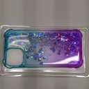 Ruky for iPhone 15 Case for Girls Women with Screen Protector, Glitter Flowing Quicksand Sparkle Soft TPU Protective Phone Cover, Teal Purple