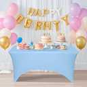 2 Pack 6 Feet Light Blue Spandex Tablecloth for Rectangular Tables, Fitted & Stretch, Washable, Wrinkle Resistant, Perfect for Event, Wedding, Party, Banquet, Cocktail, Festival, and Table Protector