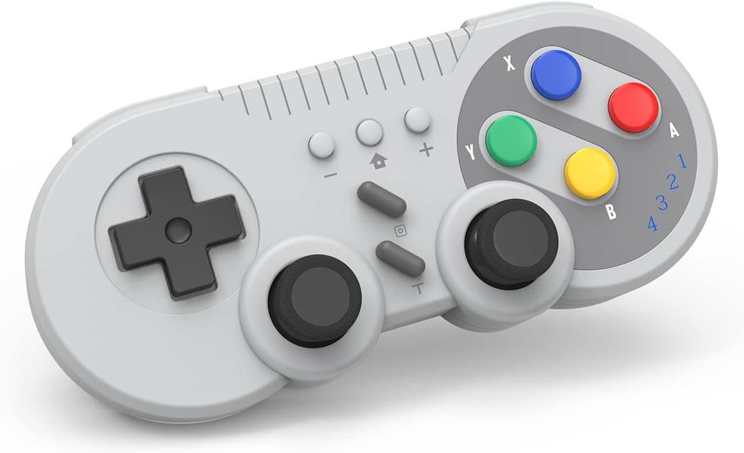 Switch Controller Wireless Gamepad Compatible with NS/Switch OLED/Windows PC - Classic SNES Style Controller with Motion Control/Vibration/Turbo/Wakeup - Gray