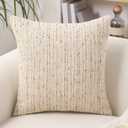 Textured Boucle Pillow Covers 18x18 Neutral Striped Throw Pillows Soft Modern Farmhouse Pillow Cases, 1pc Decorative Accent Square Couch Cushion Cover for Bed Sofa Chair, Cream Brulee