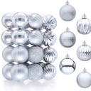 JOIEDOMI 24 Pcs Baby Blue Christmas Tree Ornaments Set, 2.36" Shatterproof Christmas Balls, Xmas Hanging Ornaments Decorations for Tree Wreath Garland Holiday Wedding Indoor Party Decor