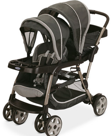 Double Stroller Foldable Baby Twin Lightweight Travel Stroller Infant Pushchair Grey