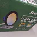 zouzai 12 Pack 8 inch 18W Eqv 150W 1685LM 5CCT Ultra-Thin LED Recessed Ceiling Light with Junction Box, 2700K/3000K/3500K/4000K/5000K Selectable,Dimmable 5%-100% - ETL and Energy Star Certified