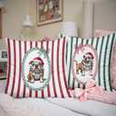 Funny Winter Christmas Bulldog Throw Pillow Covers 18x18 Set of 2,Winter English Bulldog Decor Pillowcase,Bulldog Mom Lover Winter Gifts